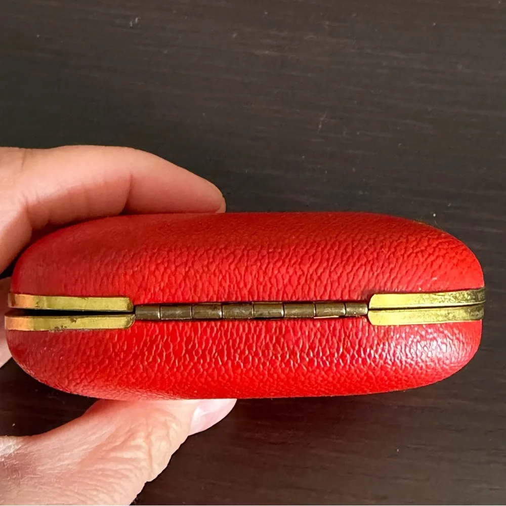 Vintage Florn Germany Travel Wind-up Folding Alarm Clock Red Leather MCM Retro